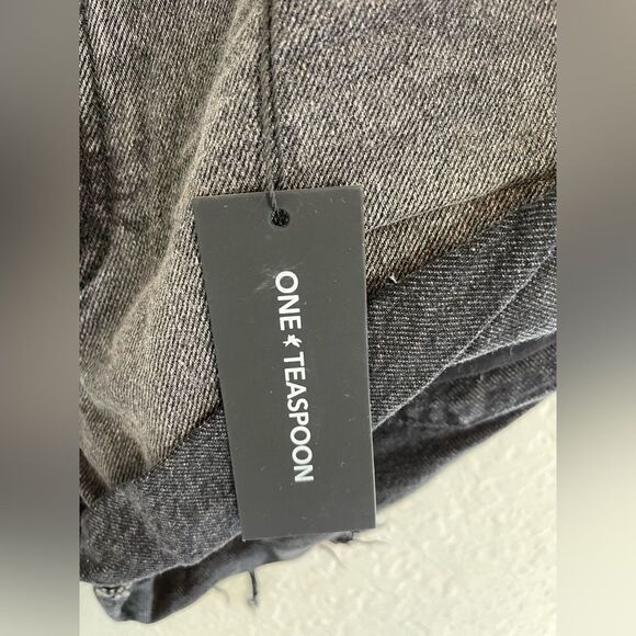 One Teaspoon x Free People Bandits Double Black baggy Denim Shorts 30 NWT - Picture 7 of 11